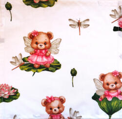  Textil szalvéta gyermekeknek - Teddy maci tavirózsa levélen - 30x30 cm