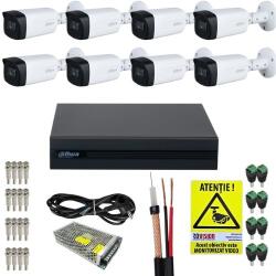Dahua Kit supraveghere Dahua 8 camere 2MP IR 40m Lentila 2.8mm IP67, DVR 8 canale 1080N/720p, Accesorii montaj + Autocolant Rovision SafetyGuard Surveillance