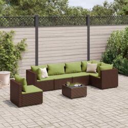 vidaXL 7 részes barna polyrattan kerti ülőgarnitúra párnákkal (3308182)