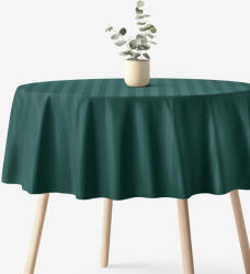 Goldea față de masă din damasc - dungi verde închis cu luciu satinat - rotundă Ø 130 cm