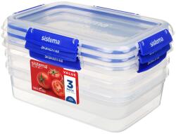 Sistema Sistema® Klip It Plus Ételtároló Doboz 4 Csattal 2, 2 L / 3-Pack