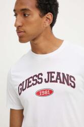 Guess Jeans pamut póló fehér, férfi, nyomott mintás, M4YI57 K8HM0 - fehér XL