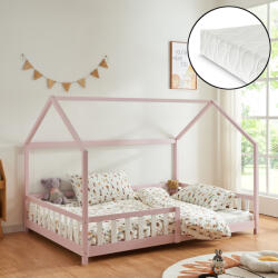 [en. casa] Pat casuta copii cu saltea Hesel 140x200cm brad roz [en. casa] HausGarden Leisure
