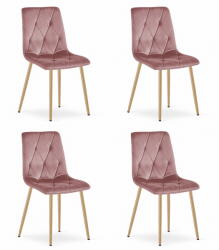 FDY Set Scaune 4 Bucatarie/Dining Fido Picioare Finisaj Lemn, Catifea Roz