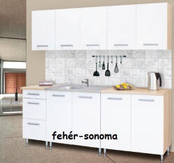  Anikó konyhabútor fehér sonoma 1 MÉLY ÉS CSEPEGTETŐS MOSOGATÓTÁLCÁVAL (323101__feher_sonoma_1_mely)