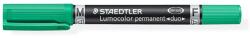 STAEDTLER Alkoholos marker, 0, 6/1, 5 mm, kúpos, kétvégű, STAEDTLER Lumocolor® duo 348, zöld (TS3485)