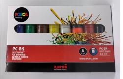 uni Dekormarker készlet, 8 mm, vágott, UNI Posca PC-8K, 8 különböző szín (TUPC8K8DB)