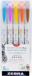 Zebra Ecsetirón készlet, kétvégű ZEBRA Mildliner Warm, 5 szín (TZ79305)