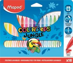 Maped Filctoll készlet, 2, 8 mm, kimosható, MAPED Color`Peps Jungle, 18 különböző szín (IMA845421)