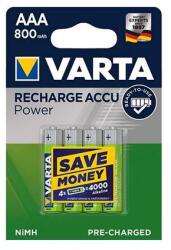 VARTA Akkumulátor mikro VARTA Recharge Accu Power AAA 4x800 mAh (56703101404) - fotoland