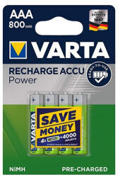 VARTA Akkumulátor mikro VARTA Recharge Accu Power AAA 4x800 mAh (56703101404) - papir-bolt