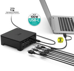 PORT Designs Stație de andocare PORT 8in1, USB-C/A, 2x 2K, dual video, HDMI, Ethernet, jack de 3, 5 mm (901908-W-EU)