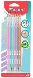 Maped Maped: Csillogó háromszög alakú grafitceruza radírral, HB - 6 db (IMA851803)