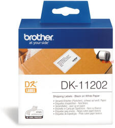 Brother Etikett címke DK-11202, 62mm x 100mm, Elővágott (stancolt), Papír címke, Fehér alapon fekete, 300 db (DK11202) - berczitech
