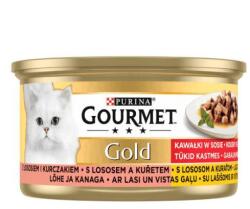 Mars-Nestlé Gourmet Gold Falatok szószban - Nedves eledel (lazac, csirke) macskák részére (85g)
