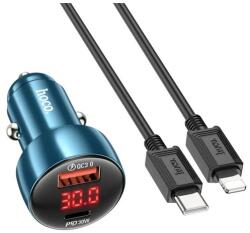 hoco. Z50_TYPE_C_B 48W USB/Type-C sötétkék autós töltő + Type-C kábel (Z50_TYPE_C_B)