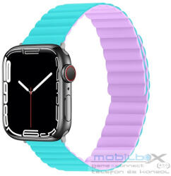  Phoner Rever Apple Watch forgatható mágneses szilikon szíj, 49/45/44/42mm, M/L, kék/lila - mobil-box