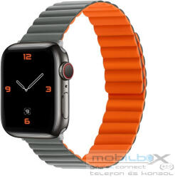 Phoner Rever Apple Watch forgatható mágneses szilikon szíj, 41/40/38mm, S/M, szürke/narancs - mobil-box