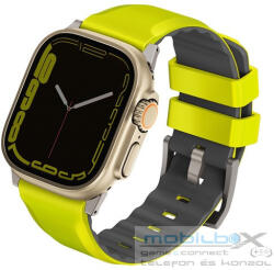 Uniq Linus Airosoft Apple Watch 42/44/45/49mm szilikon szíj, lime zöld - mobil-box