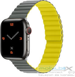 Phoner Rever Apple Watch forgatható mágneses szilikon szíj, 41/40/38mm, S/M, szürke/sárga - mobil-box
