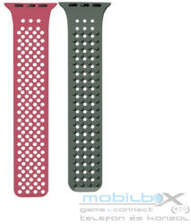  Phoner Spike Apple Watch szilikon szíj, 38/40/41mm, rószaszín/zöld - mobil-box