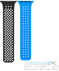 Phoner Spike Apple Watch szilikon szíj, 49/45/44/42mm, fekete/kék - mobil-box