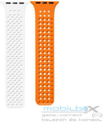  Phoner Spike Apple Watch szilikon szíj, 49/45/44/42mm, fehér/narancs - mobil-box
