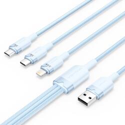Vention Kábel 3 az 1-ben USB, VENTION, USB-USB C/Lightning/Micro-B, nylon, 1, 5 m, kék (INN-074169)