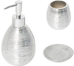 Frandis Set dozator săpun lichid, săpunieră și pahar ceramică argintiu (S-196554-55-56)