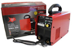  MMA 300 Inverteres hegesztőgép digitális kijelzővel - sisakkal és hegesztőfejekkel - fekete/piros