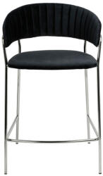 King Home Margo Bárszék Velúr Fekete Króm Vázzal (KHM-KH1201100129,74.SIL)