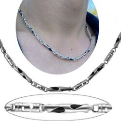  Férfi kaucsuk görög mintás nyaklánc, ezüst ékszer