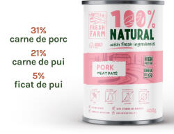 Fresh Farm Smooth pate, cu porc, hrana umeda pentru caini, fara cereale, 400 gr