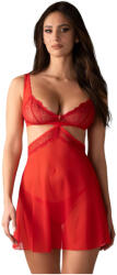 Obsessive - Babydoll dantelă transparentă cu chilot - roșu - L/XL (27417503131)