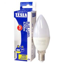 TESLA LED gyertyaizzó, E14, 6W, 230V, 470lm, 3000K, 180 fok