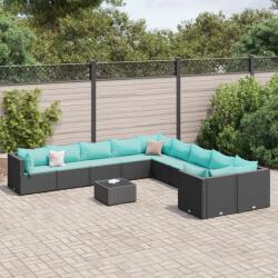 vidaXL 11 részes fekete polyrattan kerti ülőgarnitúra párnákkal (3308356) - vidaxl