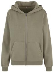 Build Your Brand Puha női cipzáras kapucnis pulóver Fluffy - Világos olív | 2XL (BY290-1000401599)