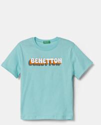 Benetton gyerek pamut póló türkiz, nyomott mintás, 3I1XG10HT - türkiz 82