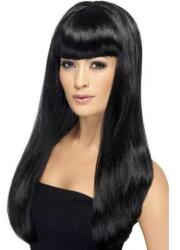  Paróka szintetikus műhajból 30cm fekete bob fazon egyenes haj és fufru