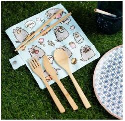 Claire Belton Pusheen cica evőeszköz szett bambuszból vászon tartóban - 6 db-os (CUTL24)