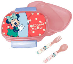 Műanyag szendvicsdoboz evőeszközzel - Disney Minnie Summer