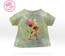 Takoy Szabásminta panel babaruházat varrásához - Basic póló (textiljáték figurákra) - vöröshajú lány a virág alatt