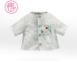 Takoy Szabásminta panel babaruházat varrásához - Faith póló (textiljáték figurákra) - szívek világos alapon 1