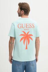 Guess pamut póló férfi, nyomott mintás, F5GI09 KA260 - türkiz XL