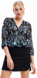 Desigual felső 23WWBW06 WOMAN WOVEN BLOUSE LONG SLEEVE sötétkék, női, virágos - sötétkék S