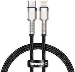Baseus CAFULE adatkábel és töltő (Type-C - lightning 8pin, 2.4A, gyorstöltés, törésgátló, 25cm, cipőfűző minta) FEKETE (CATLJK-01)