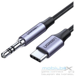 UGREEN AV143 3, 5 mm-es mini jack AUX kábel, USB-C, 1m, fekete