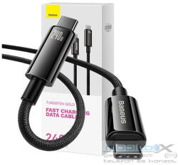 Baseus Tungsten Gold USB-C / USB-C töltő- és adatkábel, 240W, 1m, fekete - mobil-box
