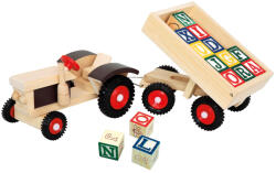 Bino 82077 ABC Traktor Utánfutóval 17 Részes +3 Éves Kortól
