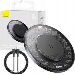 Baseus Indukciós töltő, Qi vezeték nélküli, 15W, Baseus Simple 2 Usb-c kábel (CCJJ050001)